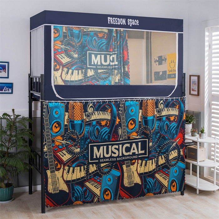 91家纺网 家纺一手货源 找家纺 宅部落 2025新款学生床帘宿舍上下铺床帘式印花强遮光学生蚊帐-印花系 潮派