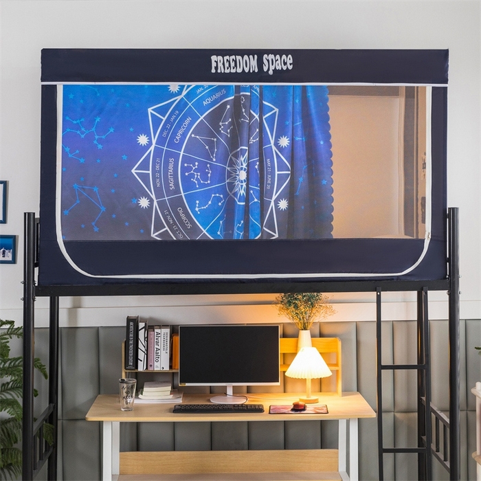 91家纺网 家纺一手货源 找家纺 宅部落 2025新款学生床帘宿舍上下铺床帘式印花强遮光学生蚊帐-印花系 十二星座