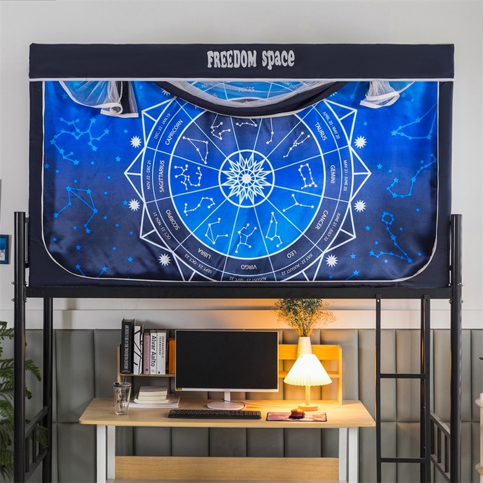 91家纺网 家纺一手货源 找家纺 宅部落 2025新款学生床帘宿舍上下铺床帘式印花强遮光学生蚊帐-印花系 十二星座