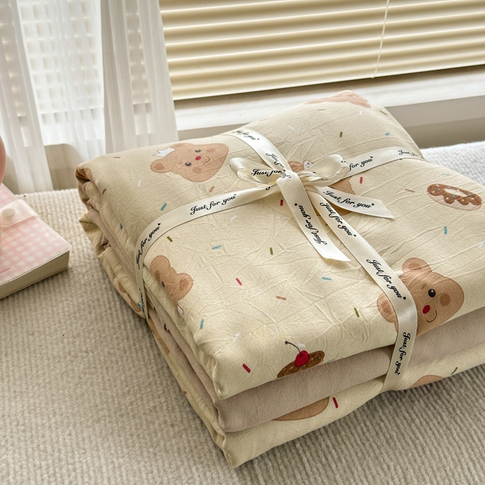 91家纺网 家纺一手货源 找家纺 （总）冕悠家纺 2025新款A类高克重糯叽叽超柔糯水洗棉印花四件套-单被套