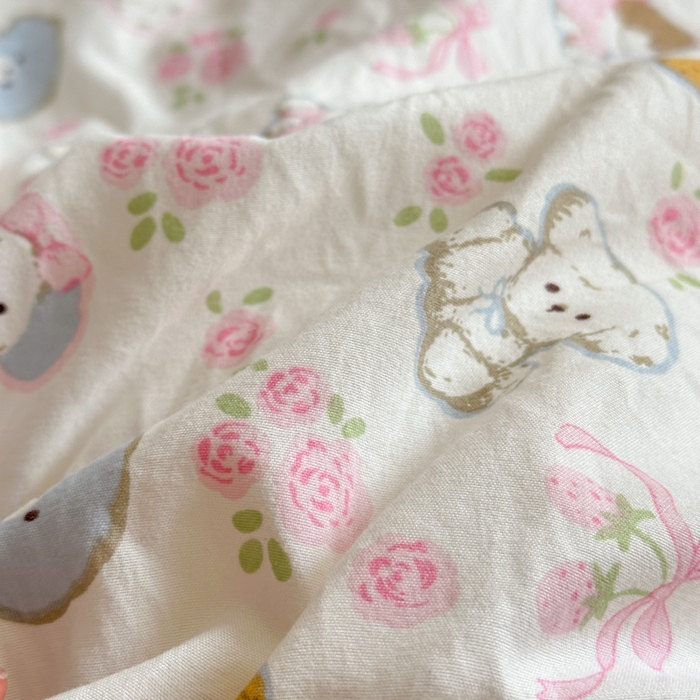 91家纺网 家纺一手货源 找家纺 冕悠家纺 2025新款A类高克重糯叽叽超柔糯水洗棉印花四件套-单被套 奶酪派对