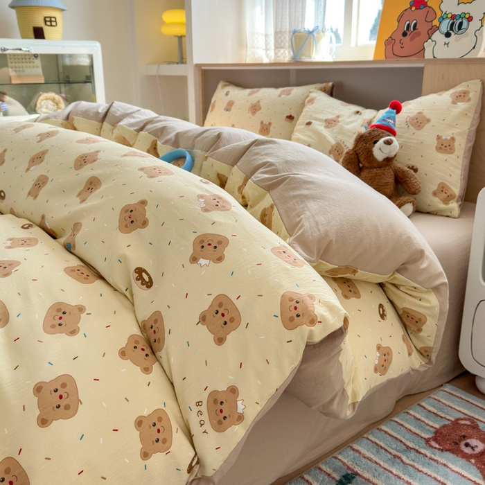 91家纺网 家纺一手货源 找家纺 （总）冕悠家纺 2025新款A类高克重糯叽叽超柔糯水洗棉印花四件套-单被套