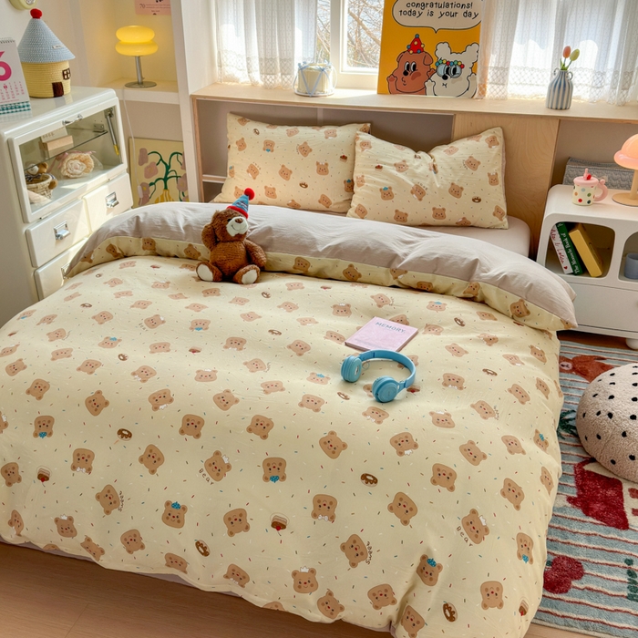 91家纺网 家纺一手货源 找家纺 （总）冕悠家纺 2025新款A类高克重糯叽叽超柔糯水洗棉印花四件套-单被套