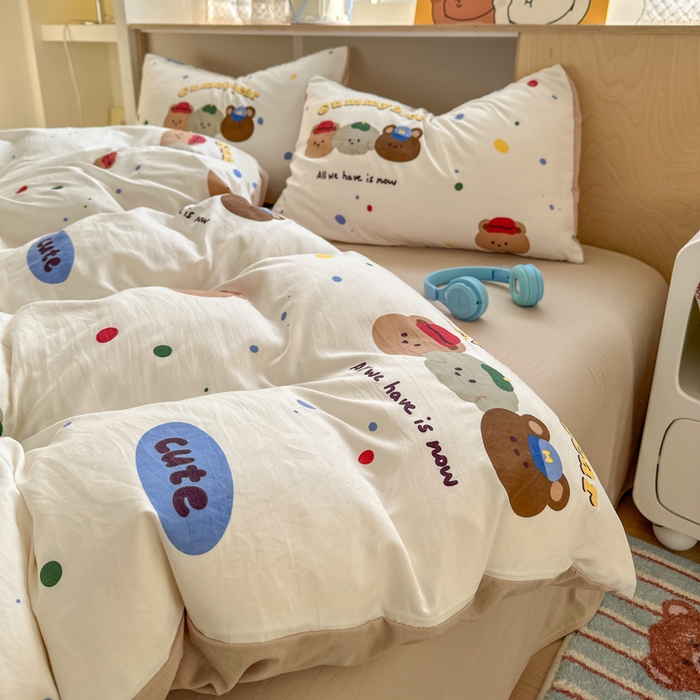 91家纺网 家纺一手货源 找家纺 冕悠家纺 2025新款A类高克重糯叽叽超柔糯水洗棉印花四件套-单被套 熊熊联盟