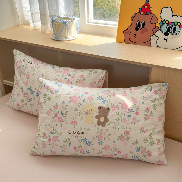 91家纺网 家纺一手货源 找家纺 （总）冕悠家纺 2025新款A类高克重糯叽叽超柔糯水洗棉印花四件套-单枕套