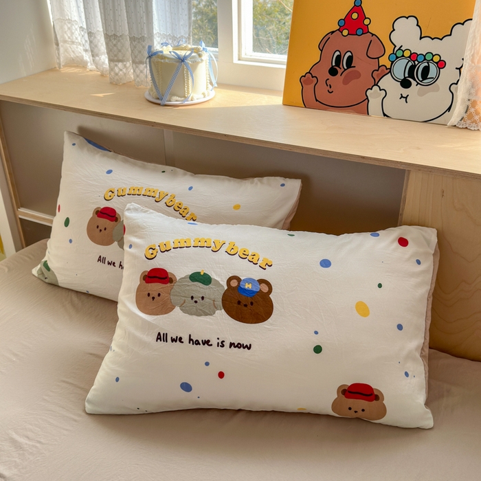 91家纺网 家纺一手货源 找家纺 （总）冕悠家纺 2025新款A类高克重糯叽叽超柔糯水洗棉印花四件套-单枕套