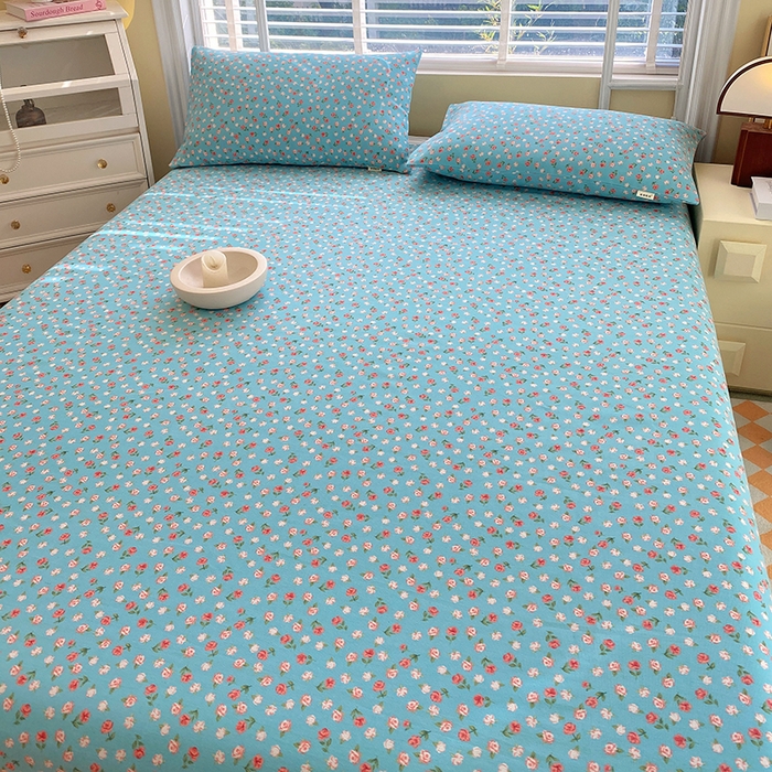 91家纺网 家纺一手货源 找家纺 爱彼家纺 2025新款锦柔老粗布席子凉席床单 蓝玫瑰