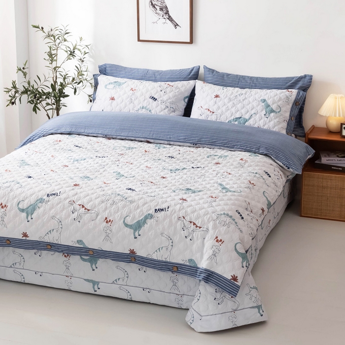 91家纺网 家纺一手货源 找家纺 优乐家纺 2025新款纯棉印花夹棉系列四件套-纽扣款新狂欢乐园