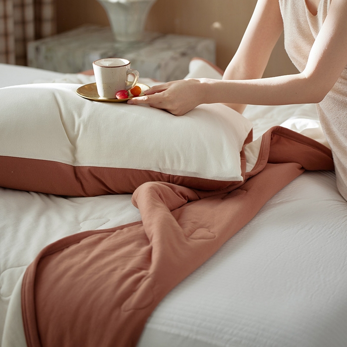 91家纺网 家纺一手货源 找家纺 安莱生活 2025新款全棉纯棉云感针织棉双拼夏被夏凉被空调被 椰慕双拼