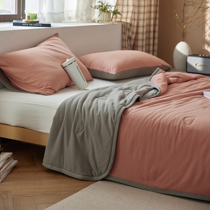 91家纺网 家纺一手货源 找家纺 安莱生活 2025新款全棉纯棉云感针织棉双拼夏被夏凉被空调被 黛莎双拼