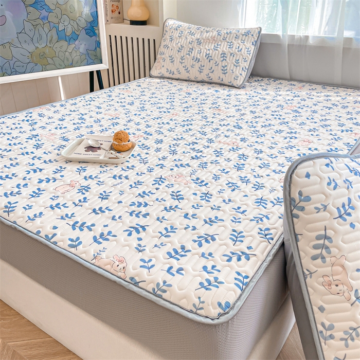 91家纺网 家纺一手货源 找家纺 布卢姆床垫 2025新款5mmA类乳胶凉席床笠套件夏被组合 芊芊玉兔