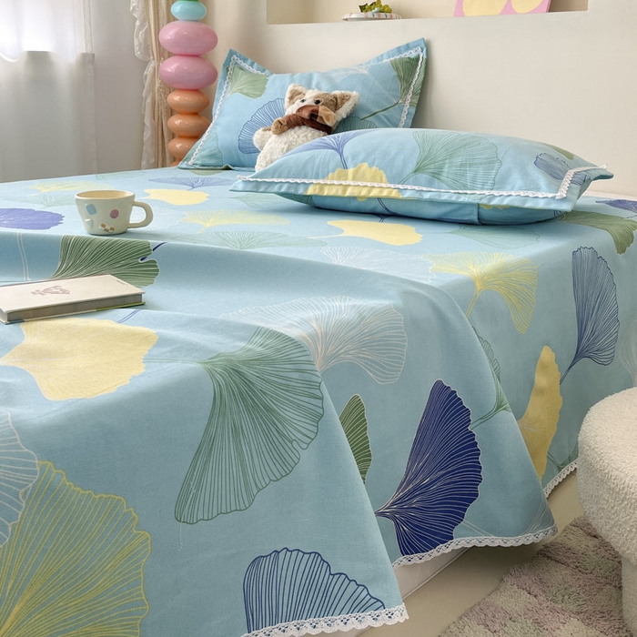 91家纺网 家纺一手货源 找家纺 新印象  2025新款花边老粗布床单款床笠款三件套秋意