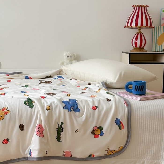 91家纺网 家纺一手货源 找家纺 觅糖家纺 2025新款软糯针织云柔大豆夏被 动物乐园