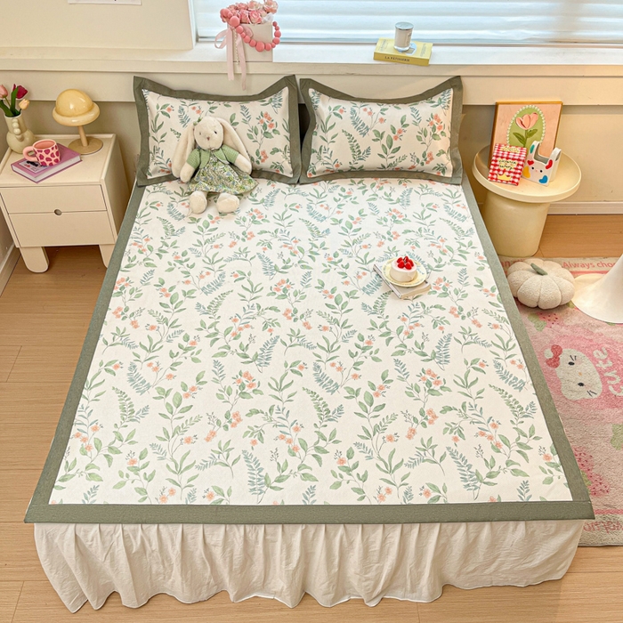 91家纺网 家纺一手货源 找家纺 花言狐语 2025新款印花真冰藤冰凉席 花漫里