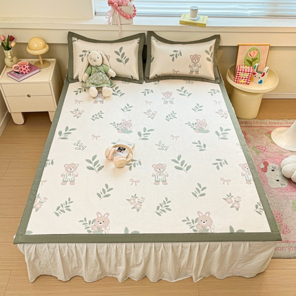 花言狐语 2025新款印花真冰藤冰凉席 丛林熊