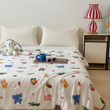 觅糖家纺 2025新款软糯针织云柔大豆夏被 动物乐园