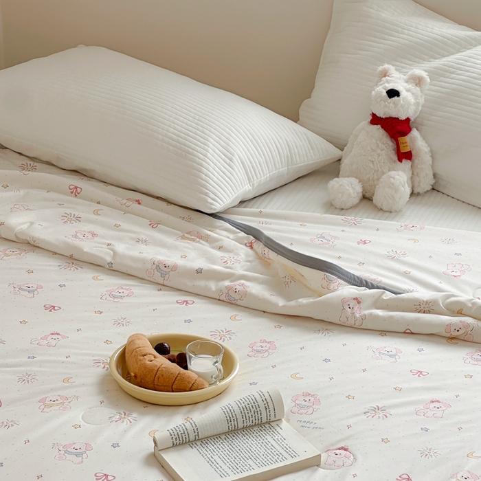 91家纺网 家纺一手货源 找家纺 觅糖家纺 2025新款软糯针织云柔大豆夏被 奶油小狗