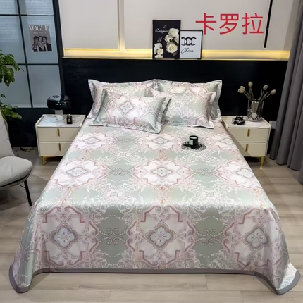 91家纺网 家纺一手货源 找家纺 （总）许林 2025新款冰丝凉席床单款凉席三件套