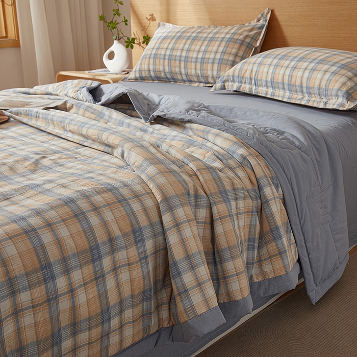 91家纺网 家纺一手货源 找家纺 西域种棉人·千百笠 2025新款A类100%新疆棉花夏凉被纯棉全棉填充原棉空调被手工宽边水洗棉夏被 清新格