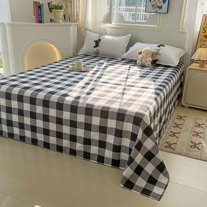 91家纺网 家纺一手货源 找家纺 悦织湾家纺 2025新款亲肤芦荟棉四件套轻奢印花磨毛床上用品亲肤棉四件套 格子汪