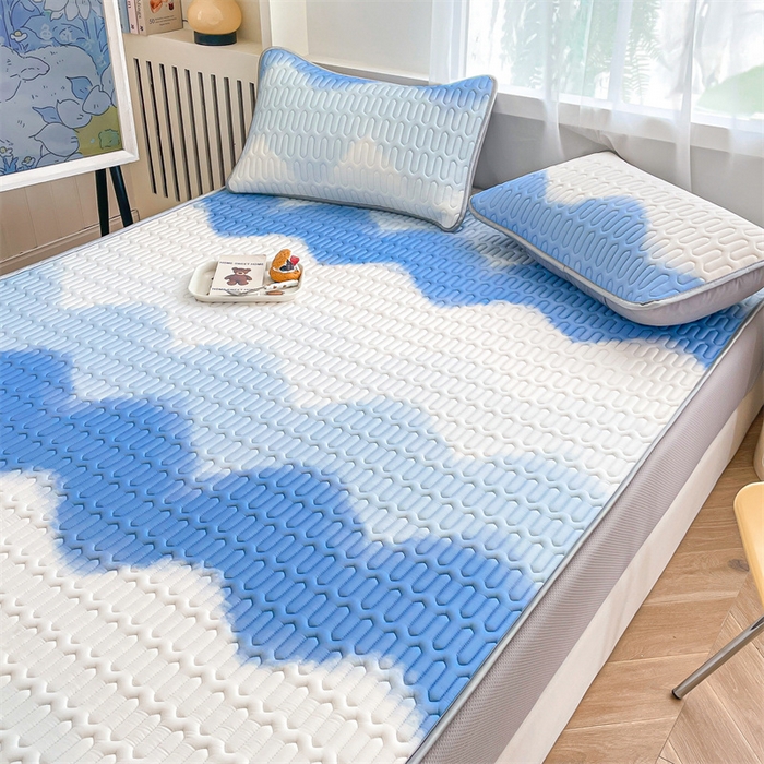 91家纺网 家纺一手货源 找家纺 布卢姆床垫 2025新款5mmA类乳胶凉席床笠套件夏被组合 海天线