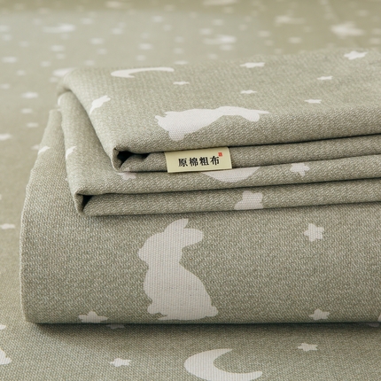 91家纺网 家纺一手货源 找家纺 爱彼家纺 2025新款锦柔老粗布席子凉席床单 月亮兔-绿