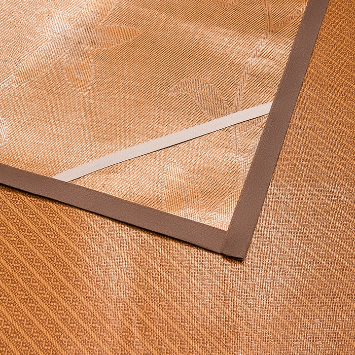 91家纺网 家纺一手货源 找家纺 绒艺席业 2025新款艾草藤席冰丝双面席席子凉席 萌萌熊猫-斜条纹