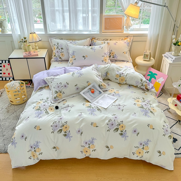 91家纺网 家纺一手货源 找家纺 红粉佳人家纺 2025春夏新款A类全棉纯棉12868纯棉单被套 迷雾花漾