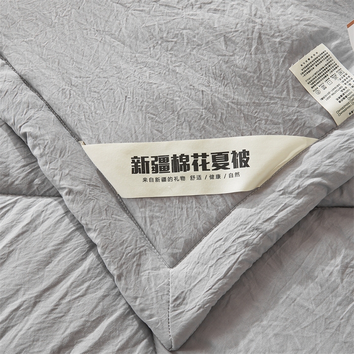 91家纺网 家纺一手货源 找家纺 西域种棉人·千百笠 2025新款A类100%新疆棉花夏凉被纯棉全棉填充毛巾绣绣花纯色双拼原棉空调被夏被 贵族灰