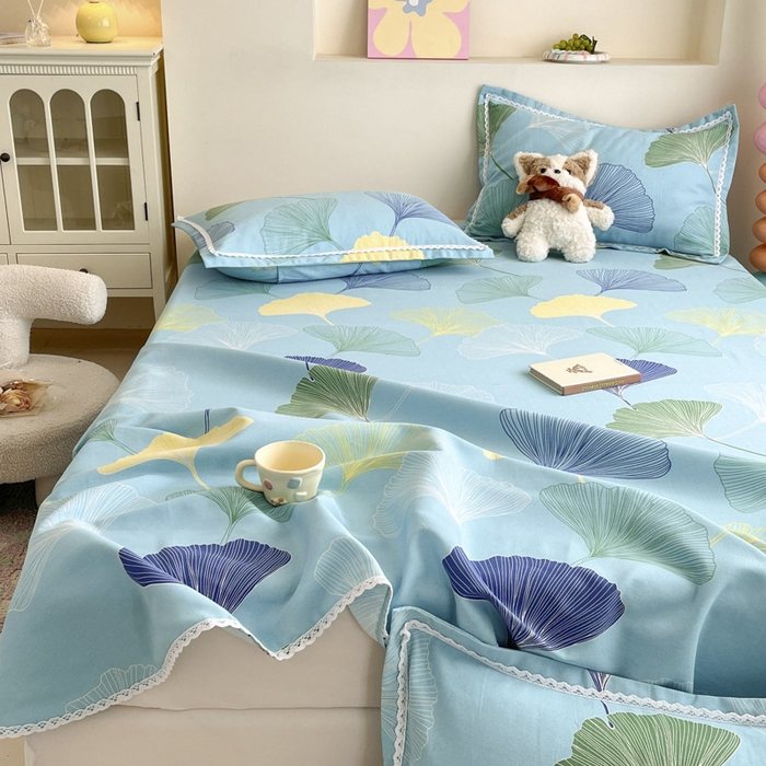 91家纺网 家纺一手货源 找家纺 新印象  2025新款花边老粗布床单款床笠款三件套秋意