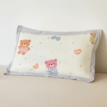 嗨生活 2025新款A类儿童冰藤枕套 幼儿园枕套 儿童枕套 开心小熊