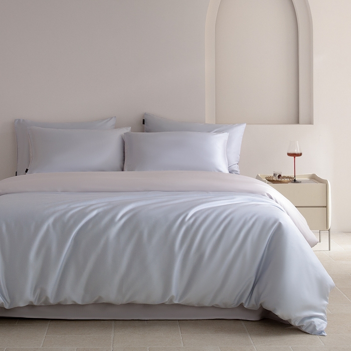 91家纺网 家纺一手货源 找家纺 云栖家居 202560支兰精天丝纯拼色四件套 海蓝银灰