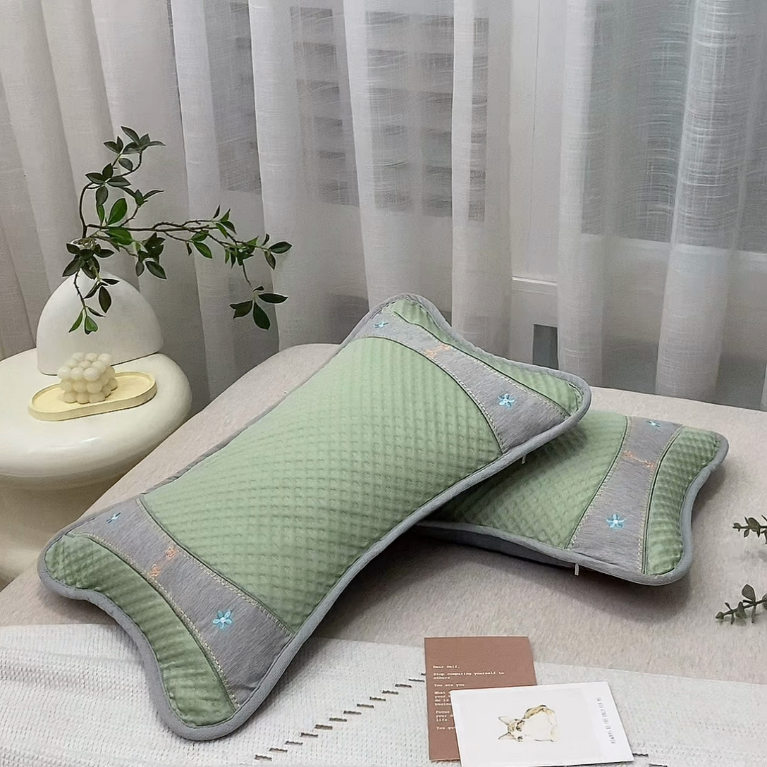 91家纺网 家纺一手货源 找家纺 （总）纽乐家纺 2025夏季夏凉茶香枕头冰丝凉感华夫格凉豆豆茶叶茉莉花枕头枕芯