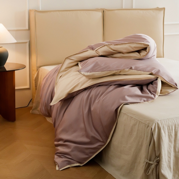 91家纺网 家纺一手货源 找家纺 2025新款长绒棉缺角工艺单品系列单被套 暮光紫