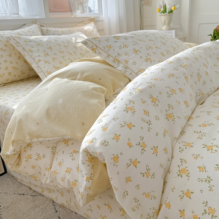 红粉佳人家纺 2025春夏新款A类全棉纯棉12868纯棉单被套 小黄花