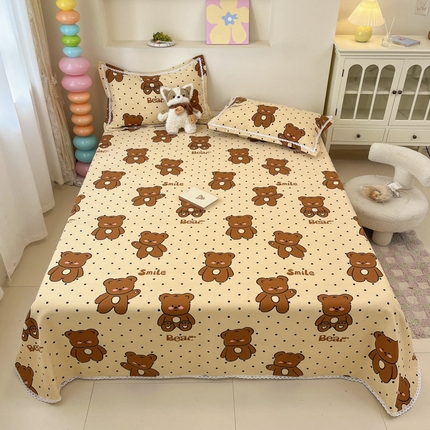 新印象  2025新款花边老粗布床单款床笠款三件套小熊软糖
