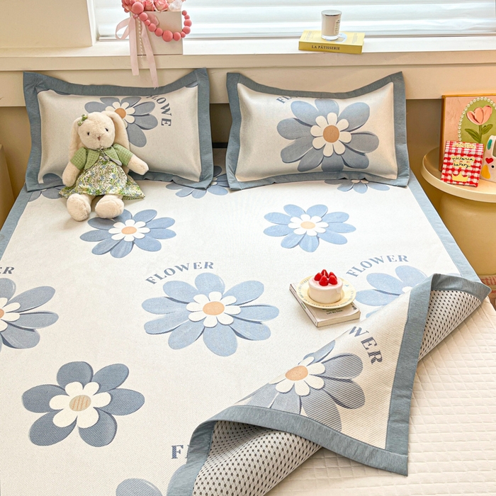 91家纺网 家纺一手货源 找家纺 花言狐语 2025新款印花真冰藤冰凉席 花语 