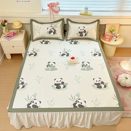 花言狐语 2025新款印花真冰藤冰凉席 可爱熊猫 