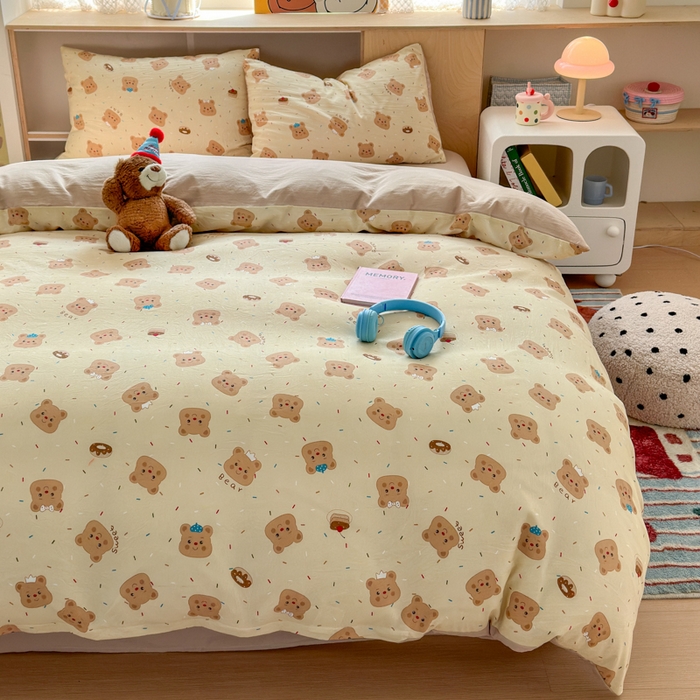 91家纺网 家纺一手货源 找家纺 （总）冕悠家纺 2025新款A类高克重糯叽叽超柔糯水洗棉印花四件套