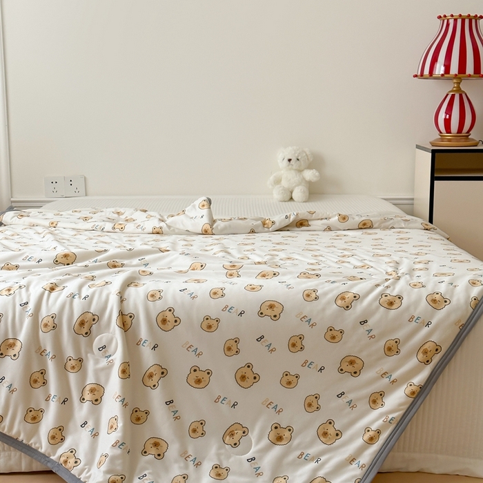 91家纺网 家纺一手货源 找家纺 觅糖家纺 2025新款软糯针织云柔大豆夏被 小白熊