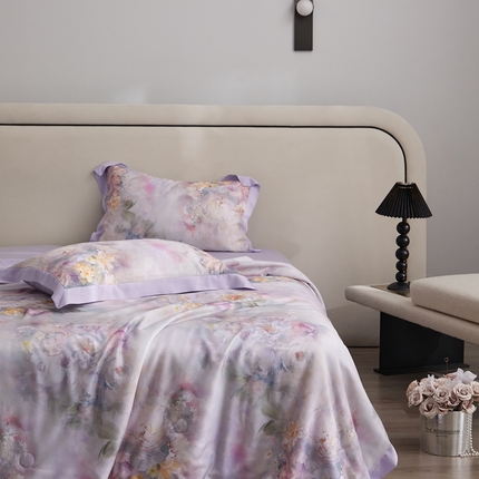 91家纺网 家纺一手货源 找家纺 （总）薏思家纺 2025新款50支莱赛尔天丝数码印花夏被四件套