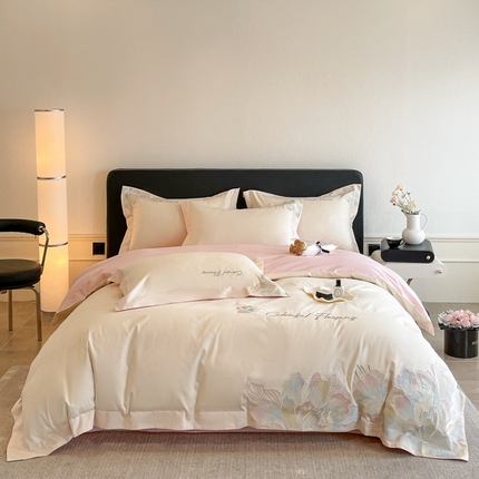 91家纺网 家纺一手货源 找家纺 （总）女子家纺 2025新款亲肤舒适轻奢简约四件套-浪漫巴黎
