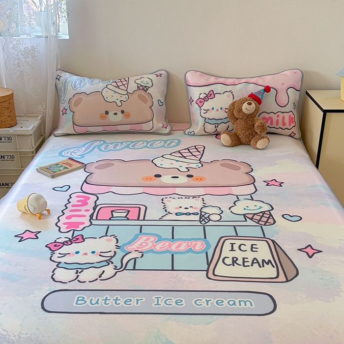 91家纺网 家纺一手货源 找家纺 美乐迪家纺 2025新款碳光凉感冰丝席 冰淇淋小站