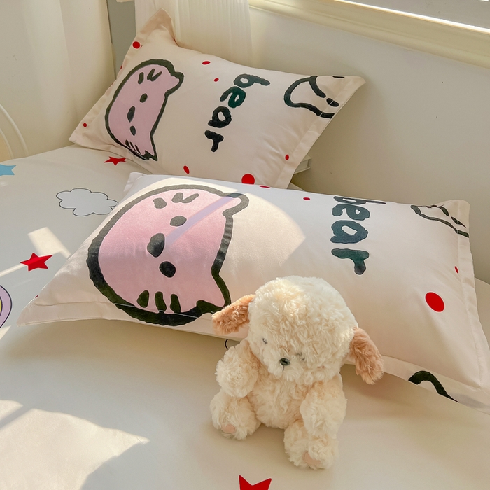 91家纺网 家纺一手货源 找家纺 悦织湾家纺 2025新款亲肤芦荟棉四件套轻奢印花磨毛床上用品亲肤棉四件套 爱心熊