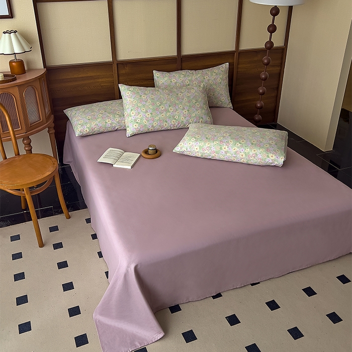 91家纺网 家纺一手货源 找家纺 优品阁  2025新款A类全棉有氧双层纱四件套 花海