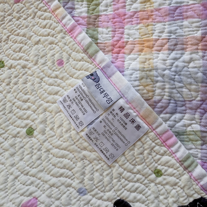 91家纺网 家纺一手货源 找家纺 宜梦家居【需要买家秀请联系老板】 2025新款双面纯棉夹层新疆棉花高温砂洗全棉床盖 甜蜜小兔