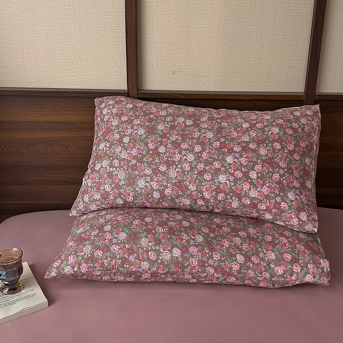 91家纺网 家纺一手货源 找家纺 优品阁  2025新款A类全棉有氧双层纱四件套 蕾拉花园