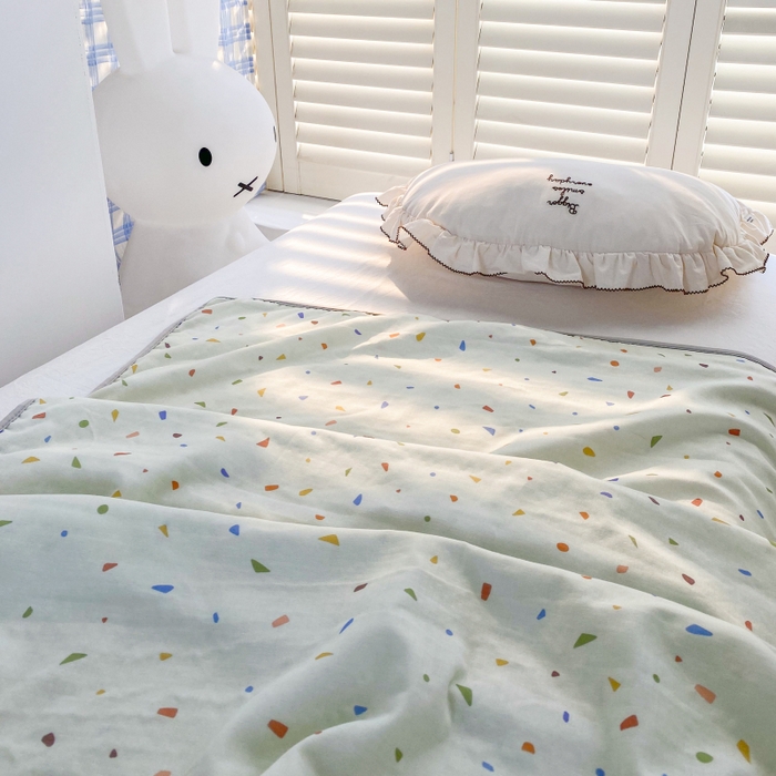 91家纺网 家纺一手货源 找家纺 （总）潮邦 2025新款全棉双层纱多功能盖毯