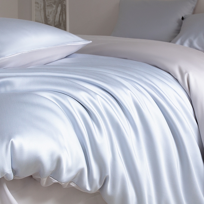 91家纺网 家纺一手货源 找家纺 云栖家居 202560支兰精天丝纯拼色四件套 海蓝银灰