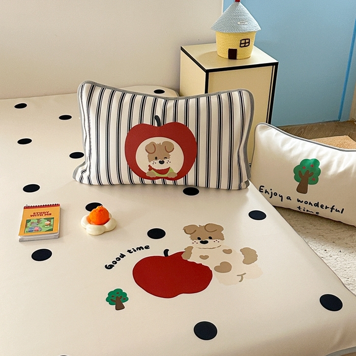 91家纺网 家纺一手货源 找家纺 美乐迪家纺 2025新款碳光凉感冰丝席 苹果狗狗